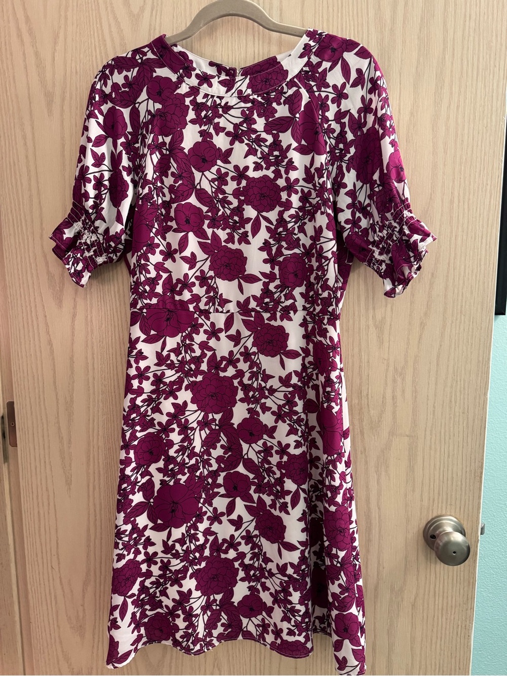 Banana Republic White and Magenta Floral A-Line Dress